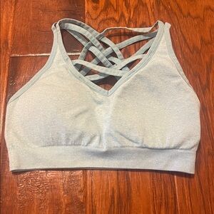 Reebok Wireless Light Blue Strappy Racerback Sports Bra. Size S.